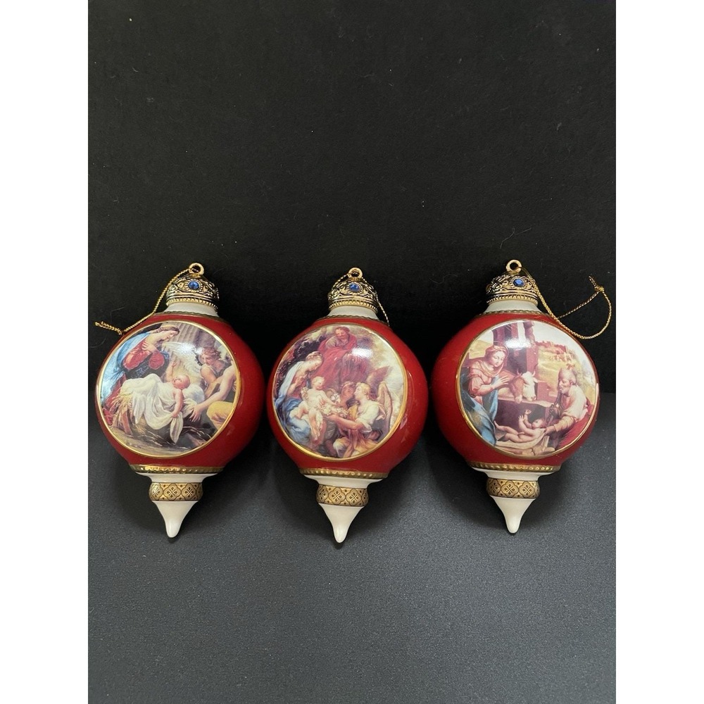Vintage 1999 Bradford Exchange "Promise of a Savior" Lot of 3 Heirloom Ornaments